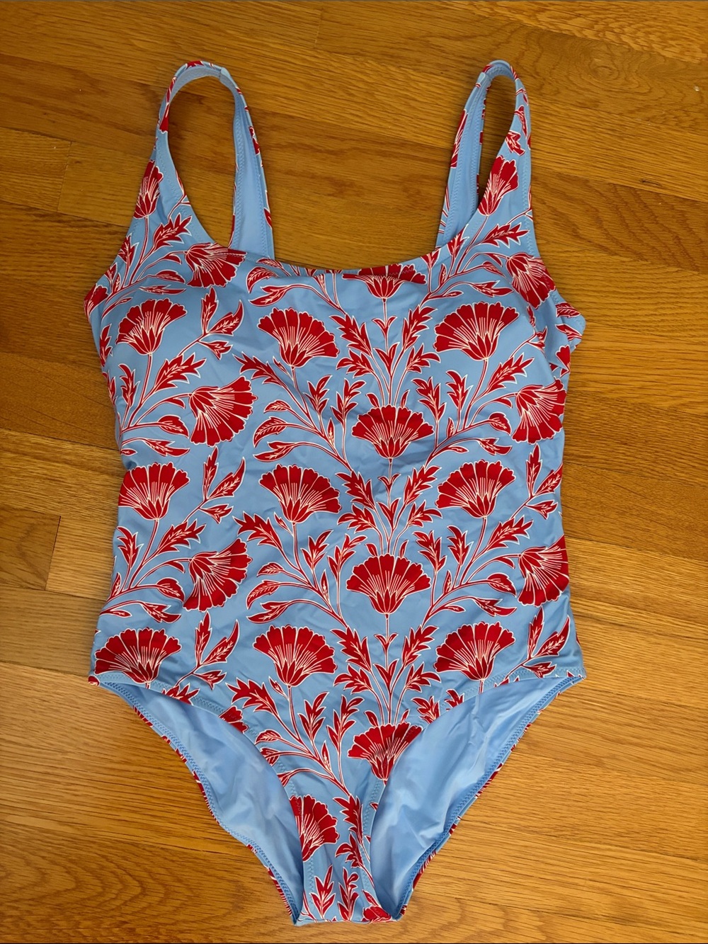 Vineyard Vines Sky Blue One-Piece with Red Floral Print
